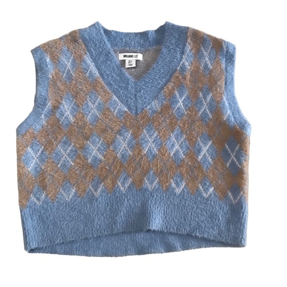 WILLIAM Rast V Neck Plaid Sweater Vest - Picture 1 of 7